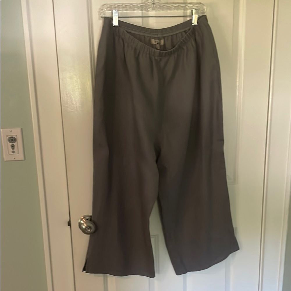 Flax Wide Leg Pants - Gray